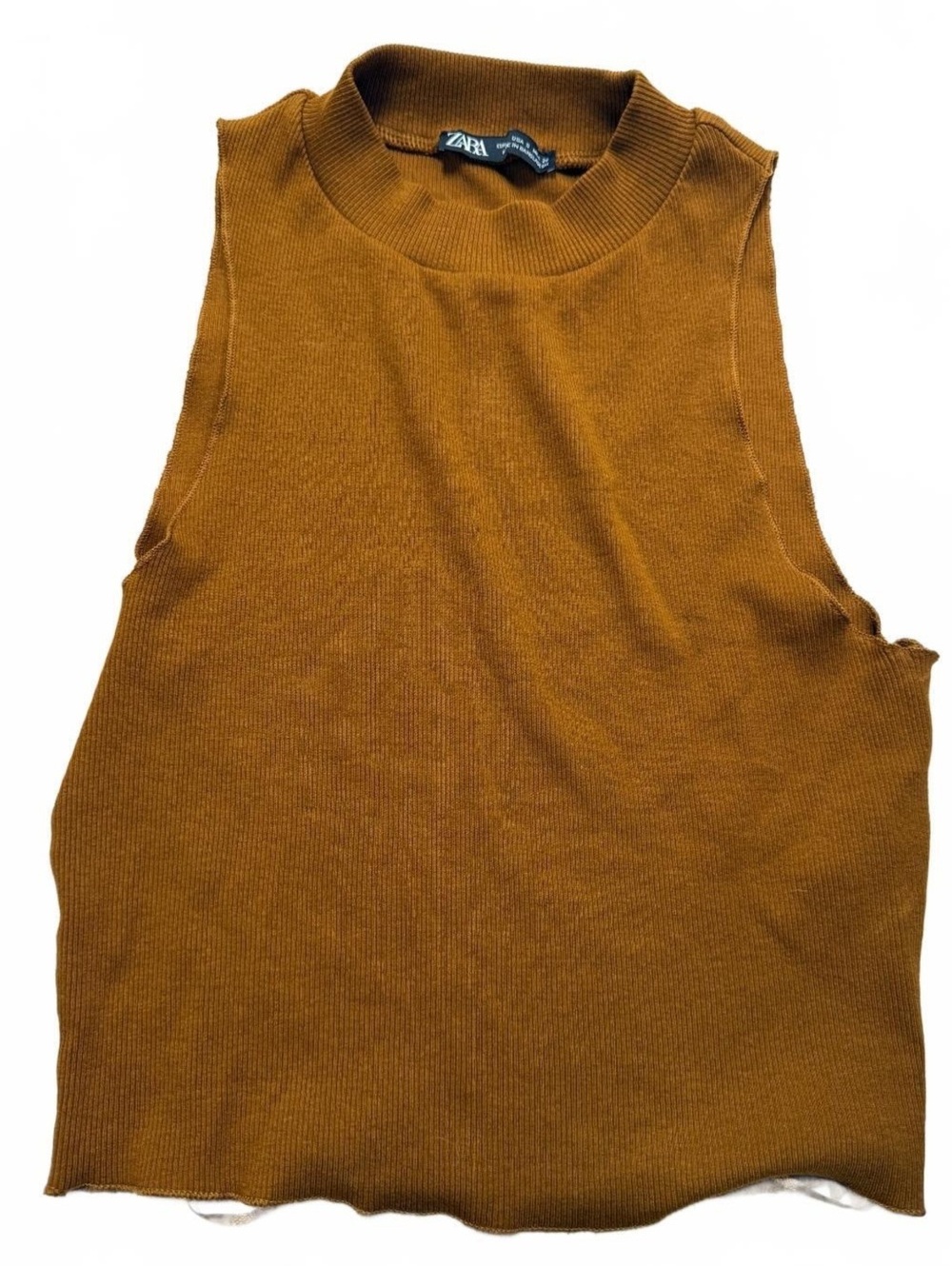 Zara Sleeveless Brown Knit Top High Neck